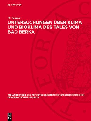 cover image of Untersuchungen über Klima und Bioklima des Tales von Bad Berka
